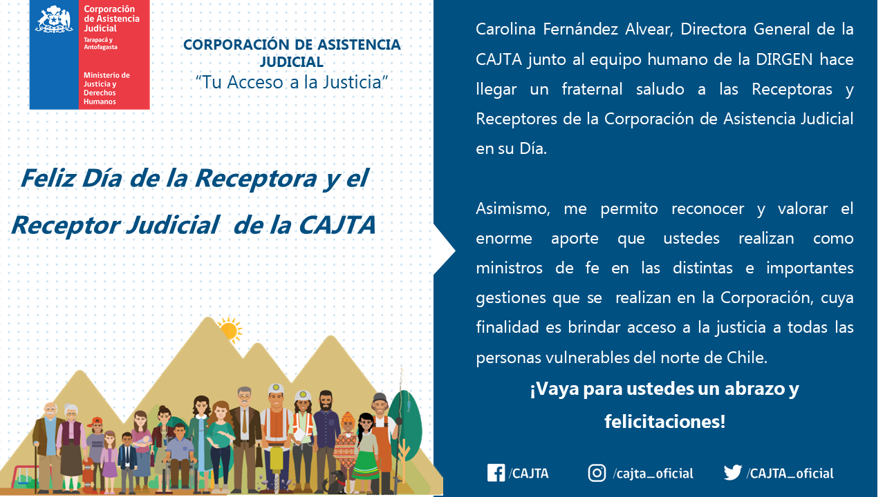 Saludo en el día de la Receptora y el Receptor Judicial
