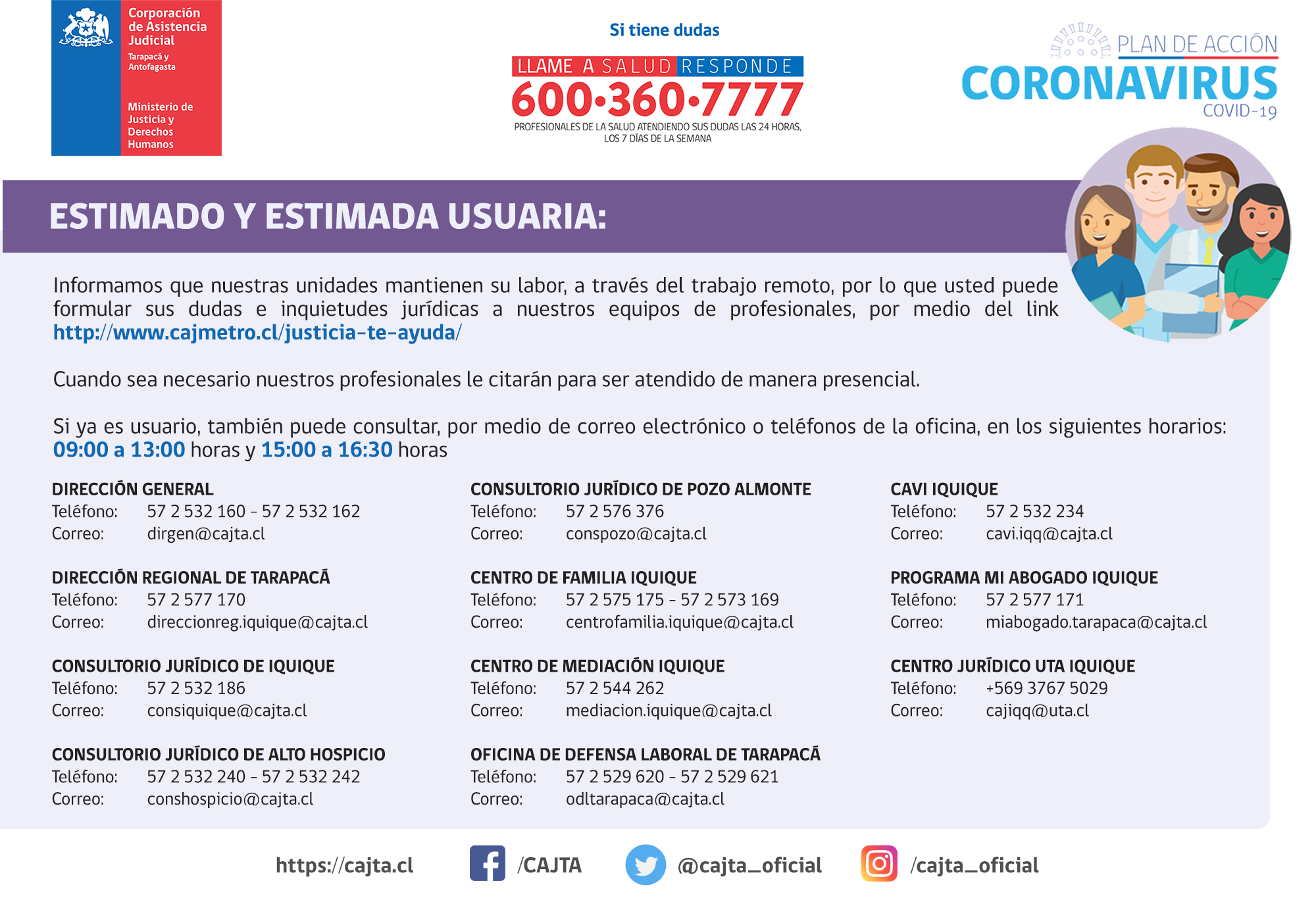CAJTA mantiene sus servicios en las tres regiones