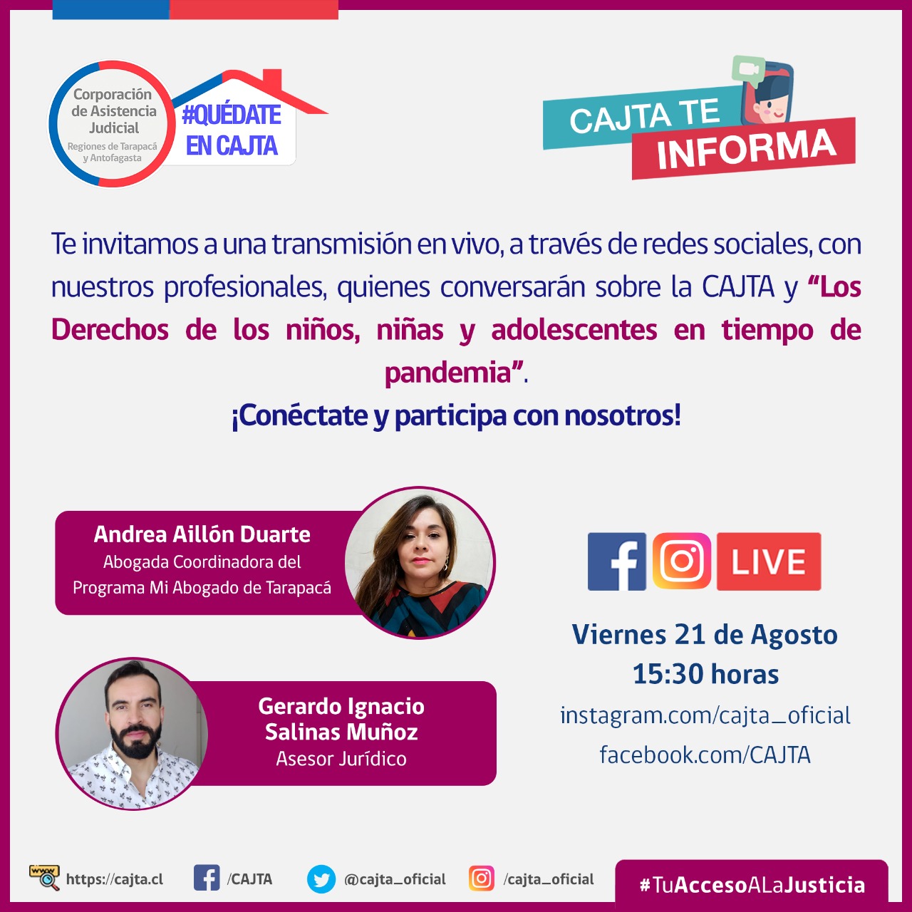 Invitamos a que nos siga en nuestras Redes Sociales